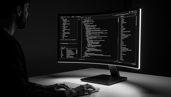 Web designer building a site on an ultrawide monitor